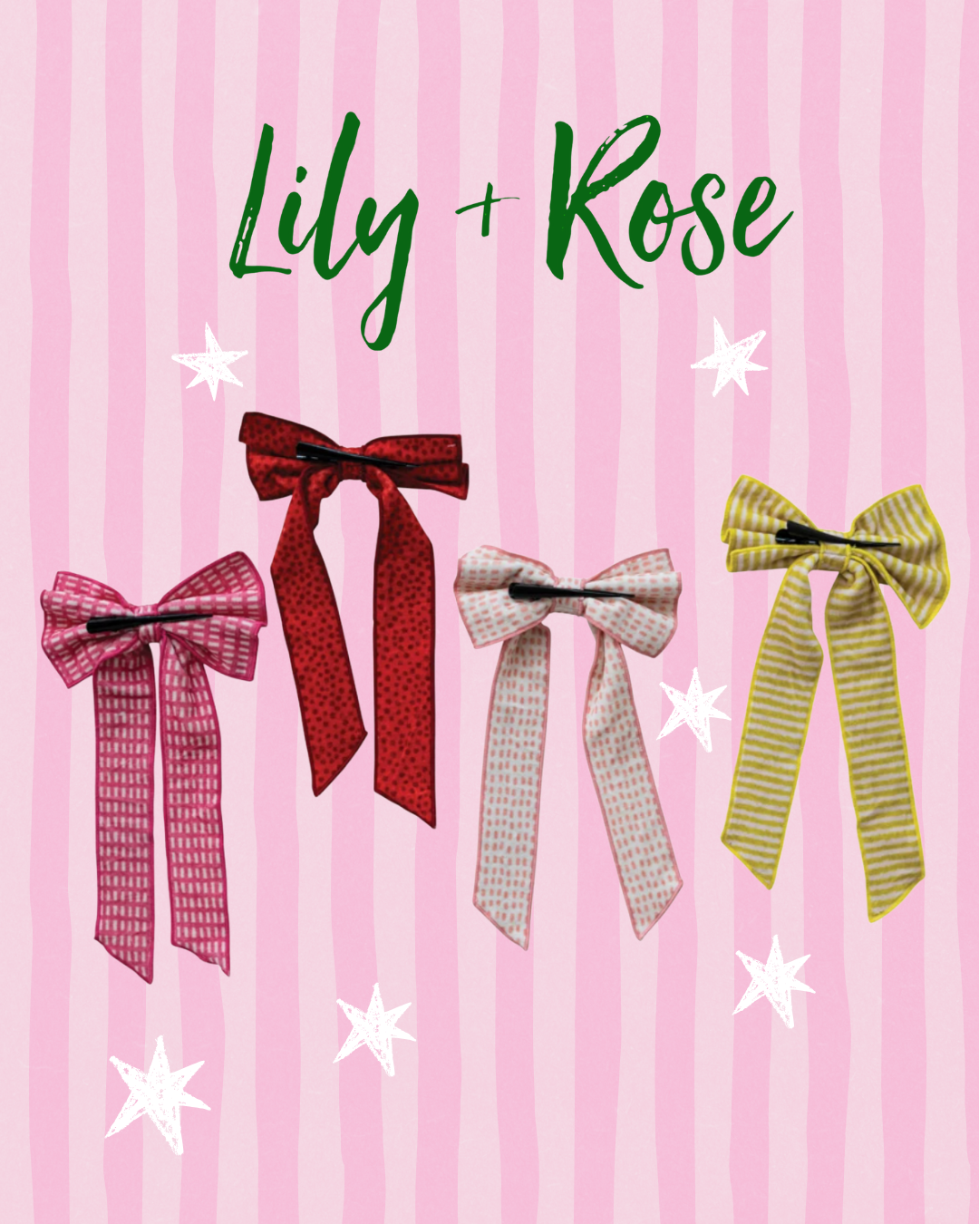 Cotton Velvet Printed Clip-On Bow