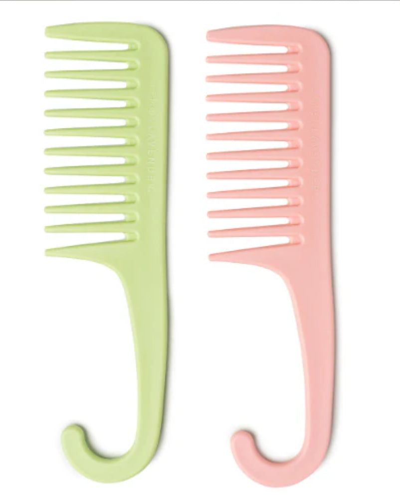 Green/pink detangling shower comb