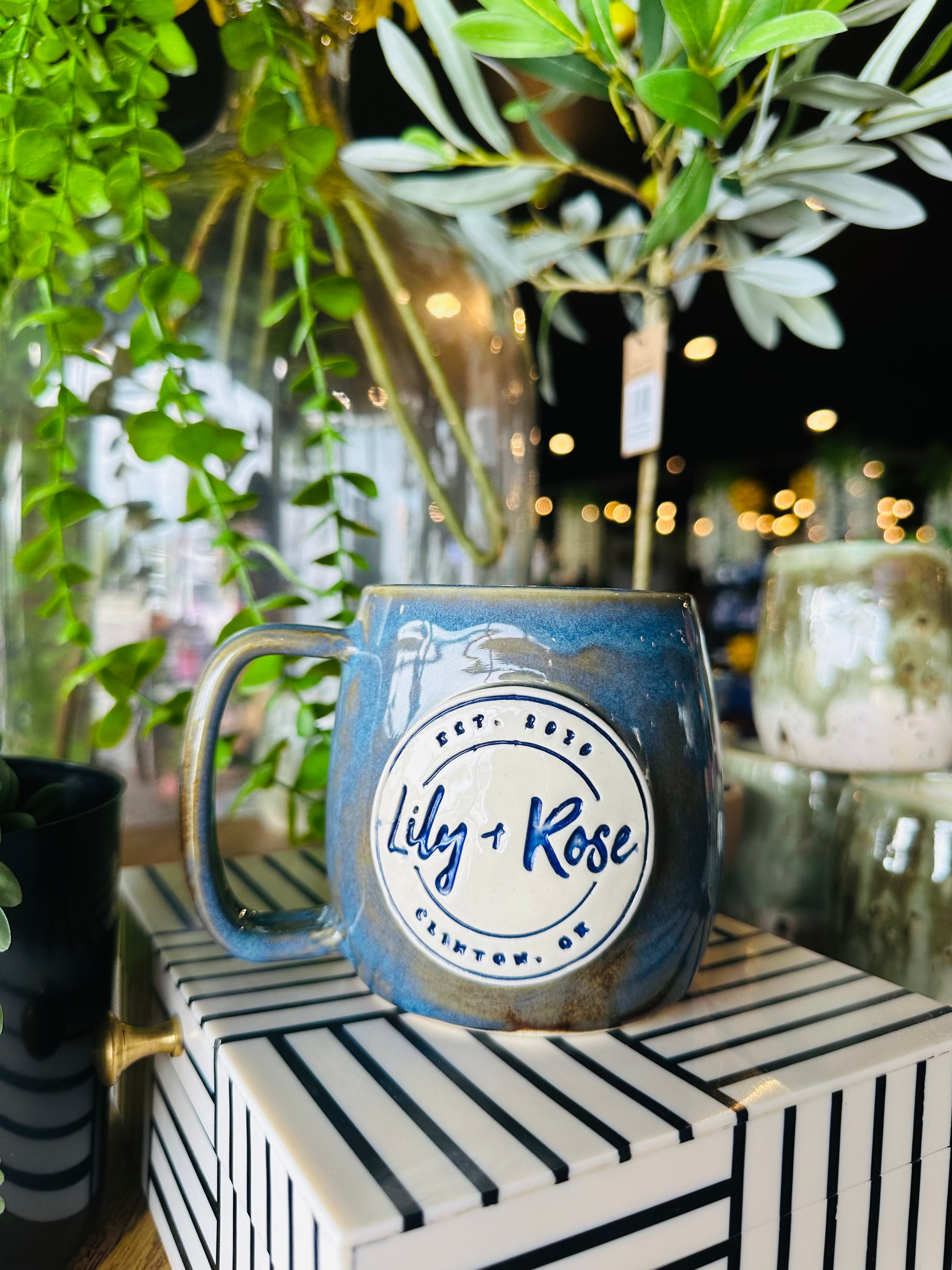 Navy Lily + Rose Mug