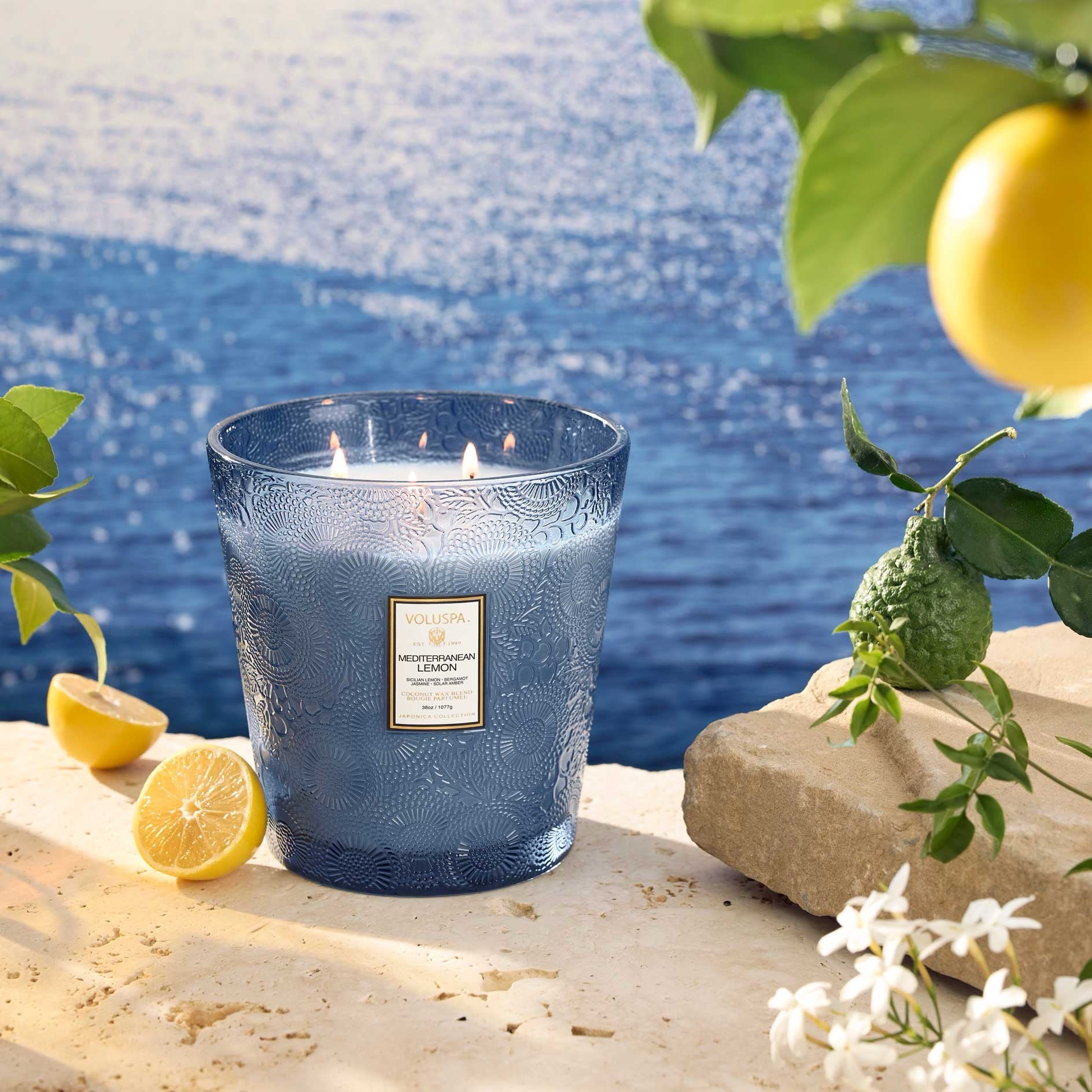 Voluspa Mediterranean Lemon 3 Wick Hearth Candle, 38 oz