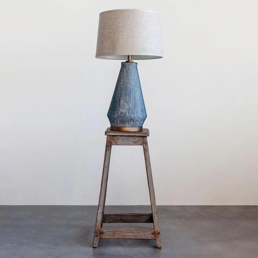 Blue Speckled Ceramic Lamp