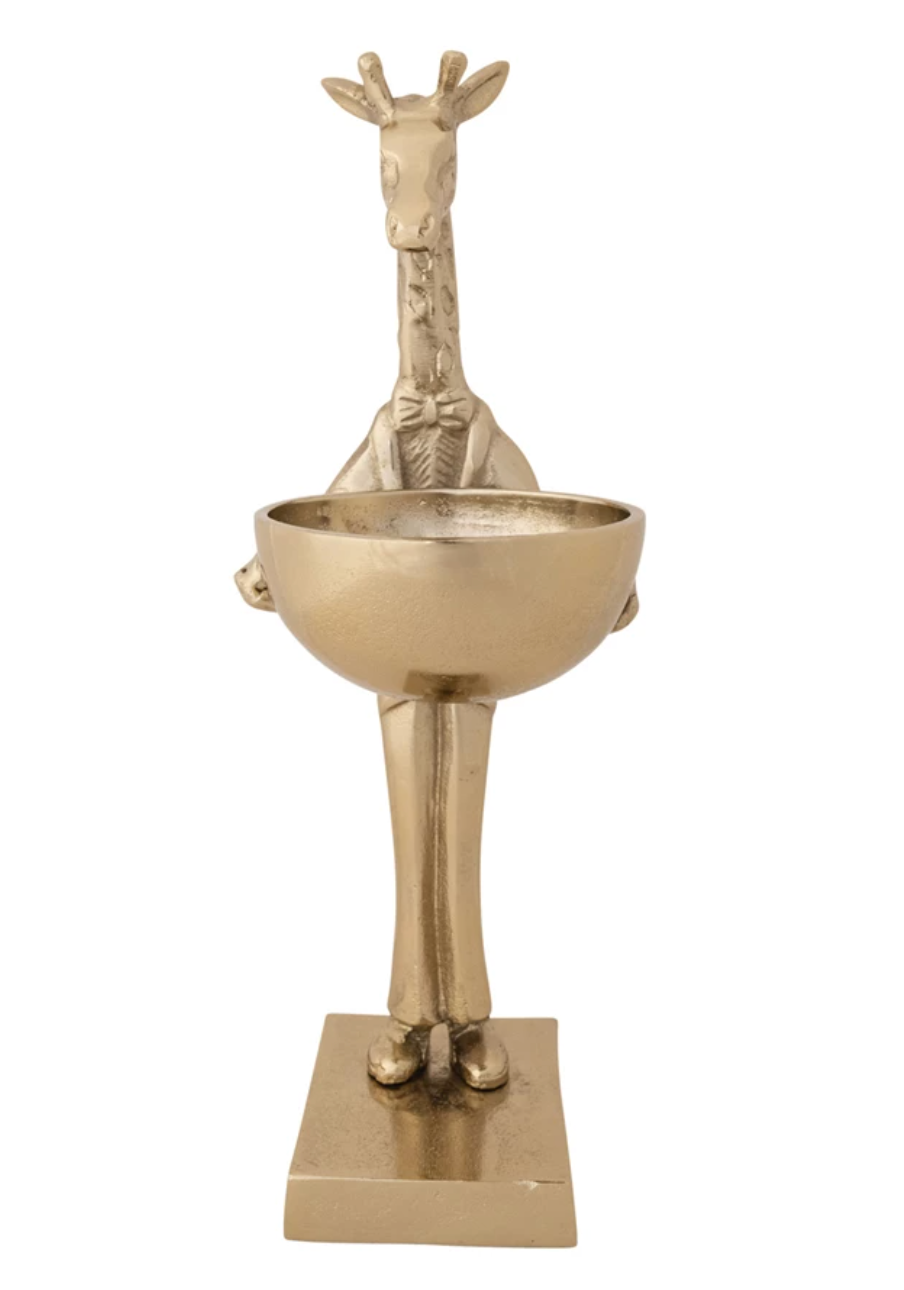 Gold Giraffe W Bowl