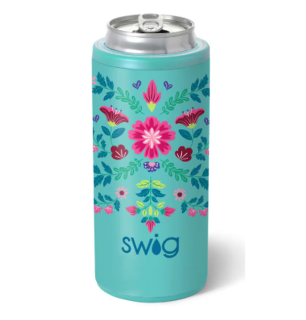 Swig Life Skinny Can Cooler- Flora Azul