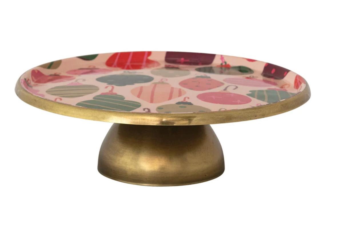 Enamel Ornament Pedestal w/ Gold Finish