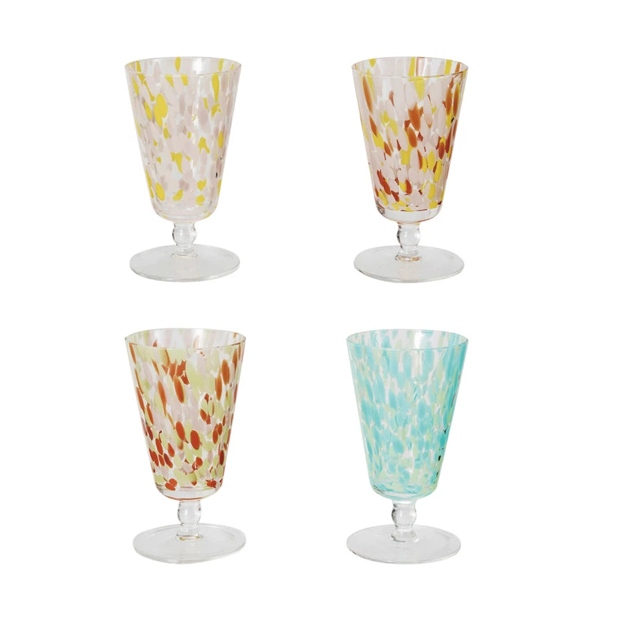 8 oz. Blown Confetti Drinking Glass Set