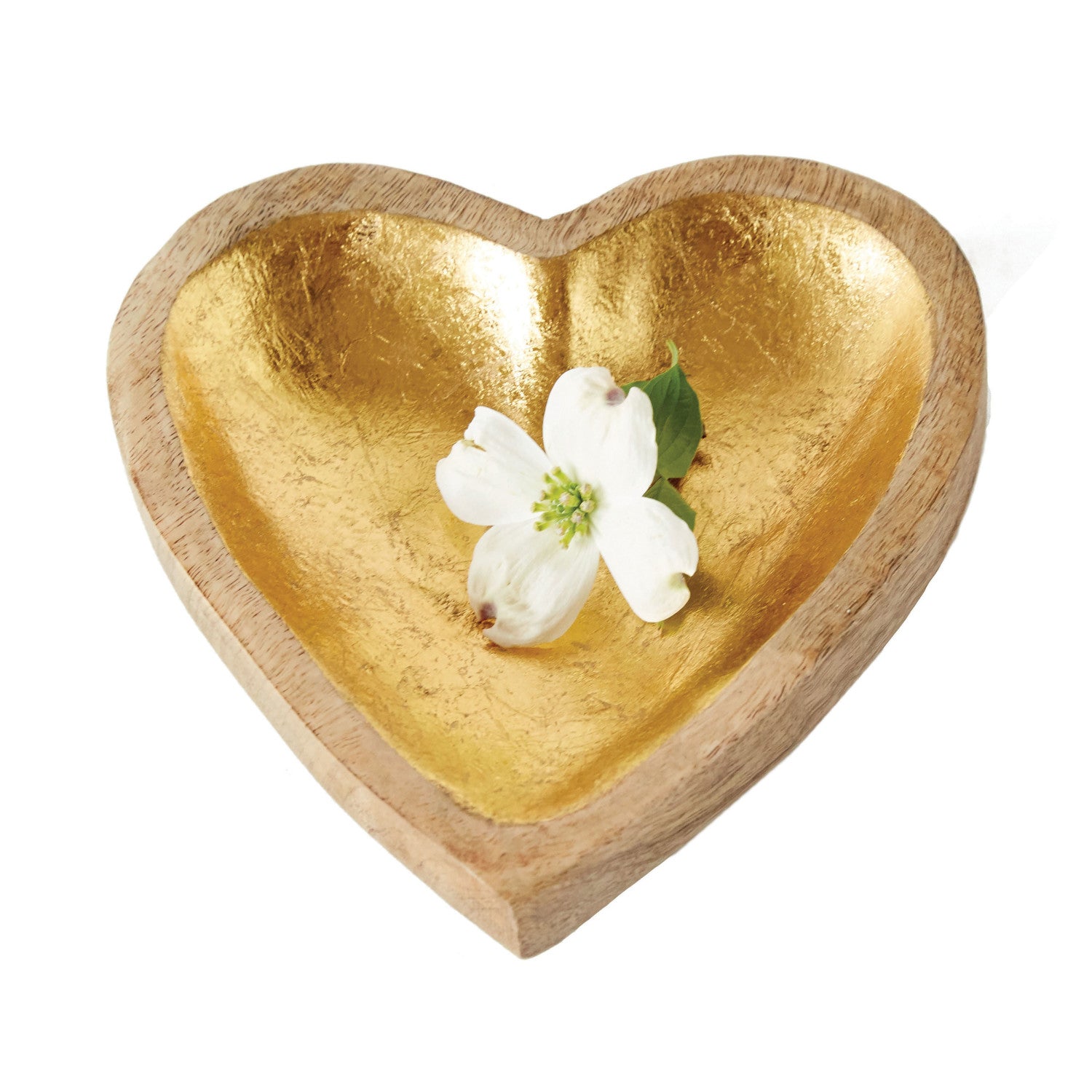Mango Wood Gold Heart Tray