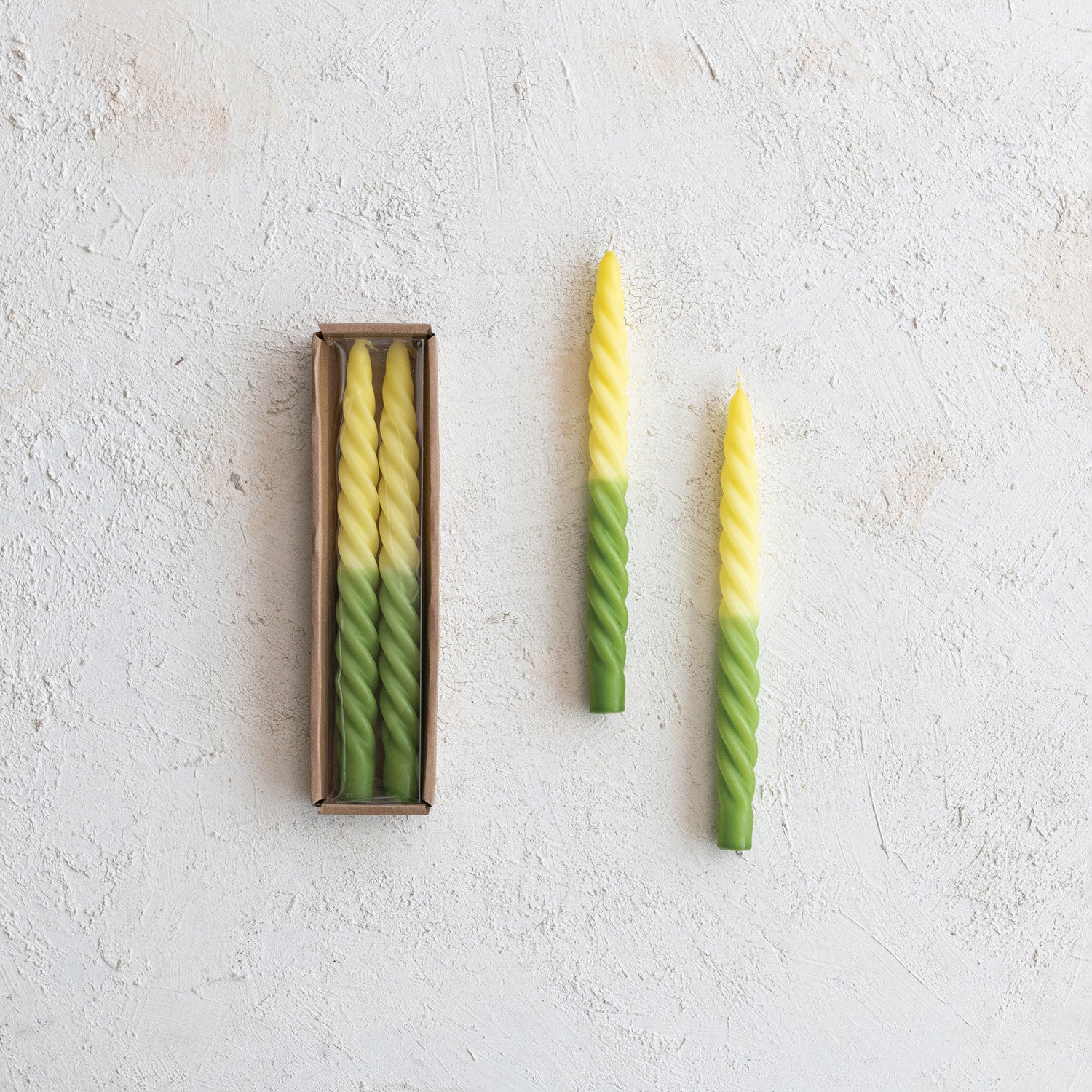 Unscented Twisted Taper Ombre Green Candles