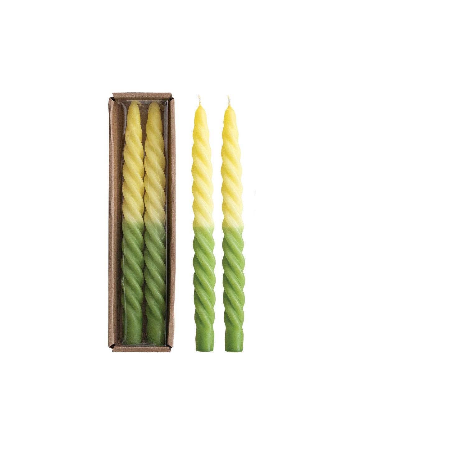 Unscented Twisted Taper Ombre Green Candles