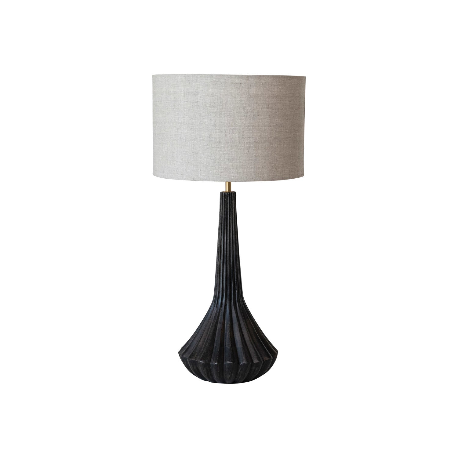 Black Pleated Mango Wood Lamp