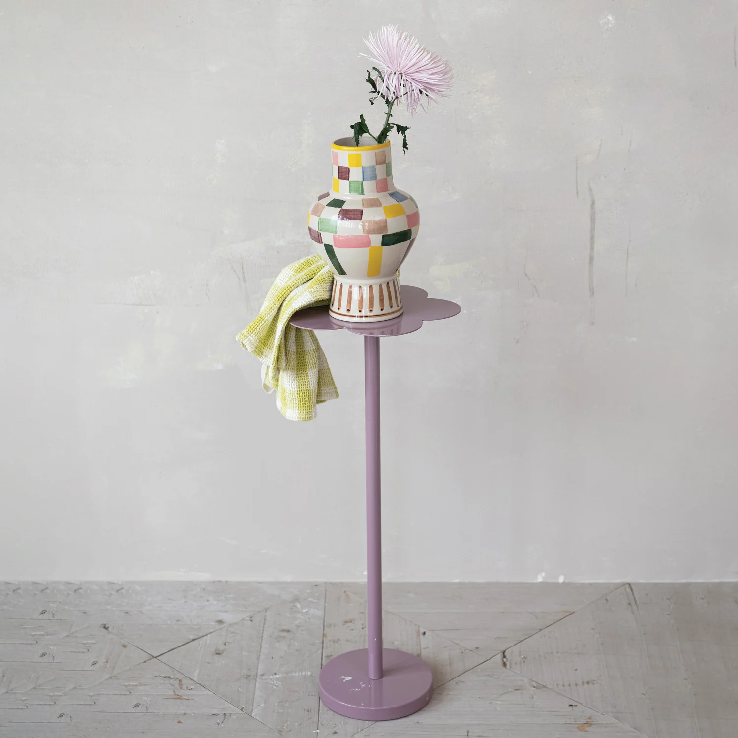 Vase With Colored Checkered Pattern