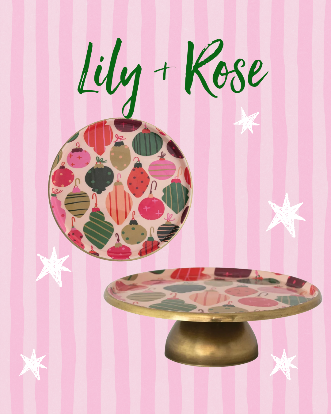 Enamel Ornament Pedestal w/ Gold Finish