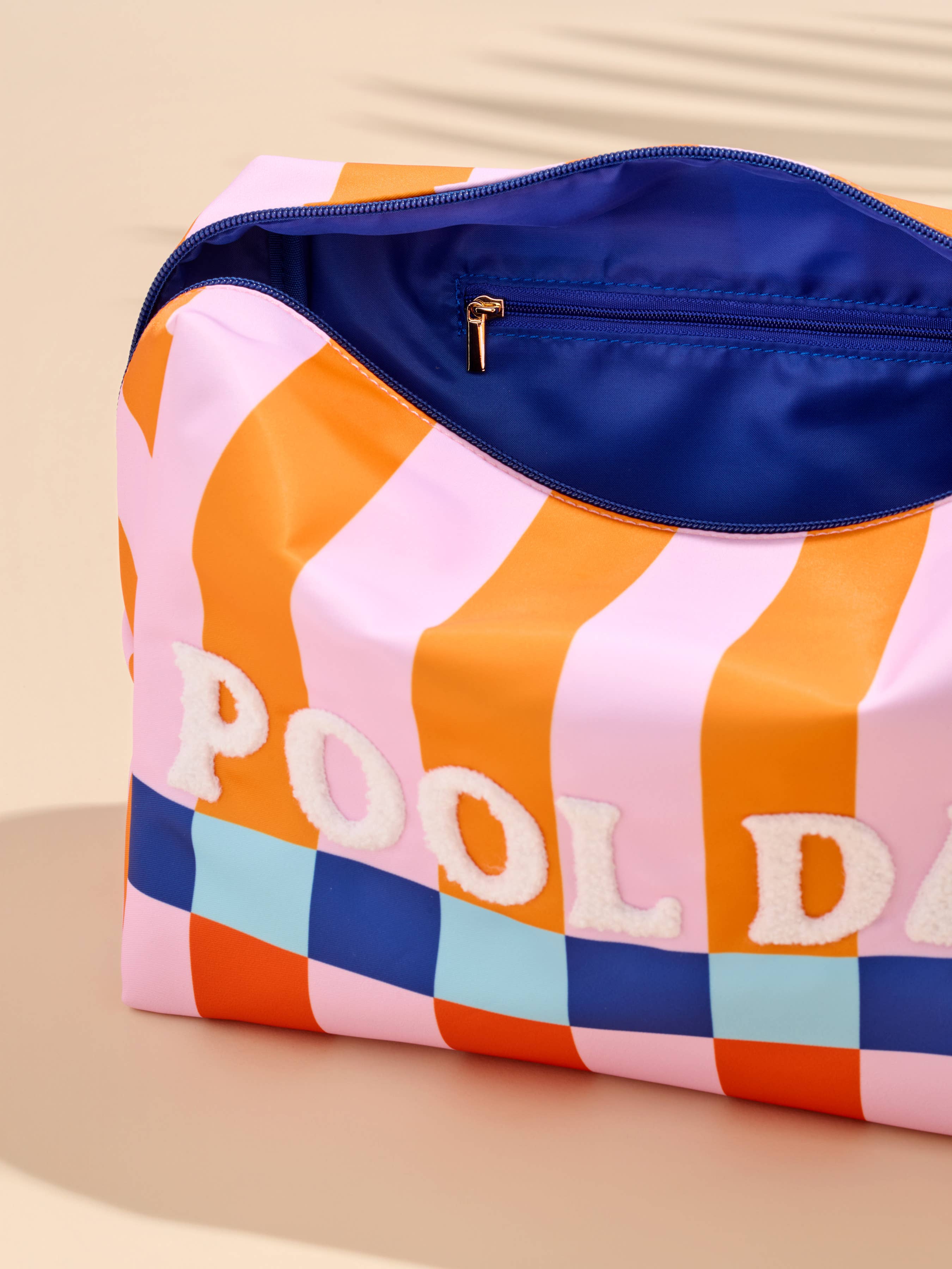 "Pool Day" Oversized Zip Pouch: Multi
