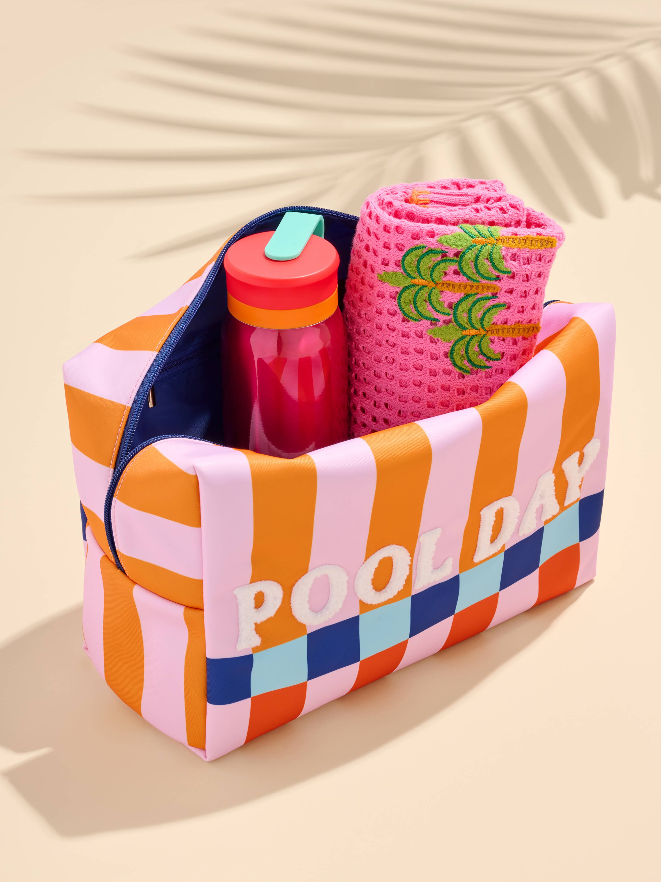 "Pool Day" Oversized Zip Pouch: Multi
