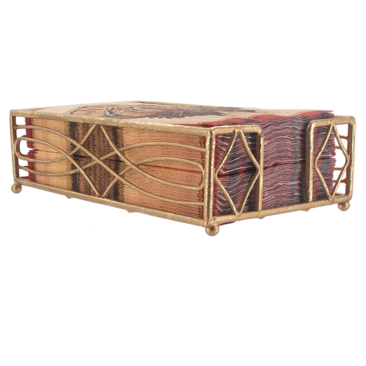 Paper Guest Towel Metal Caddy Wave Gold Leaf