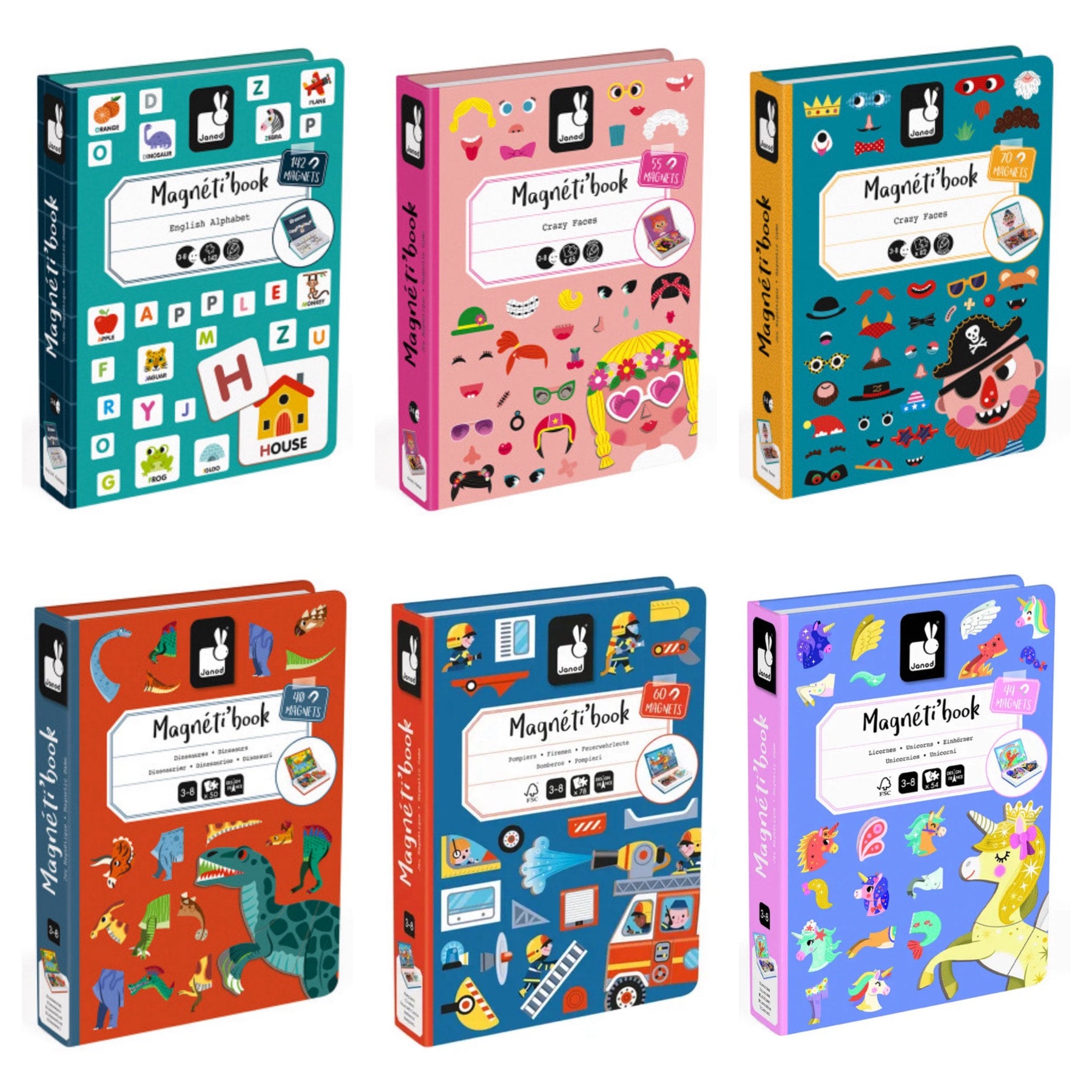 Janod Magneti Book Animal Theme 40-Piece Game in Green