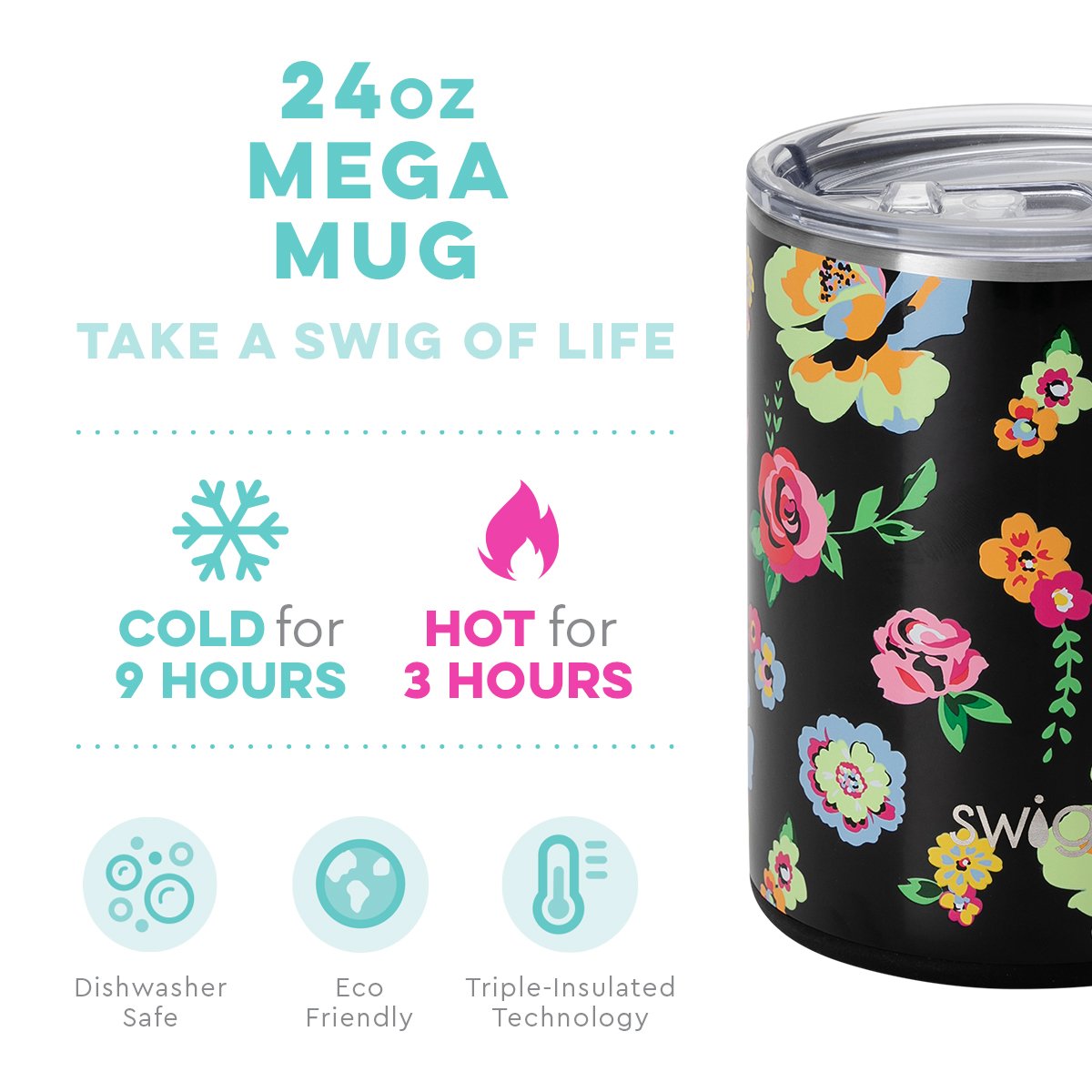 Swig Life Mega Mug (24oz)- Fleur Noir