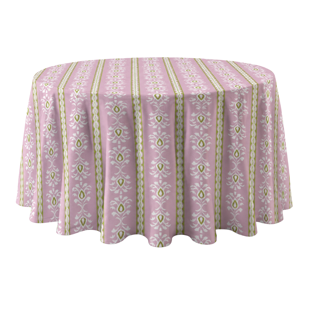 Rosemary Stripe Pink Round Tablecloth: One Size