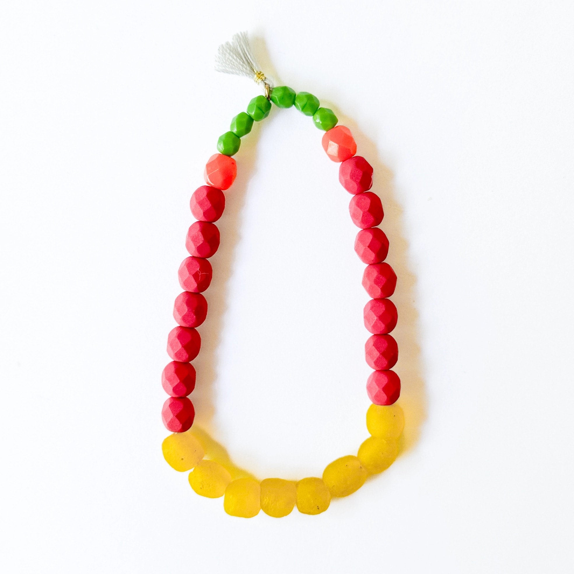 Yellow Multicolored Glass Bead Bracelet