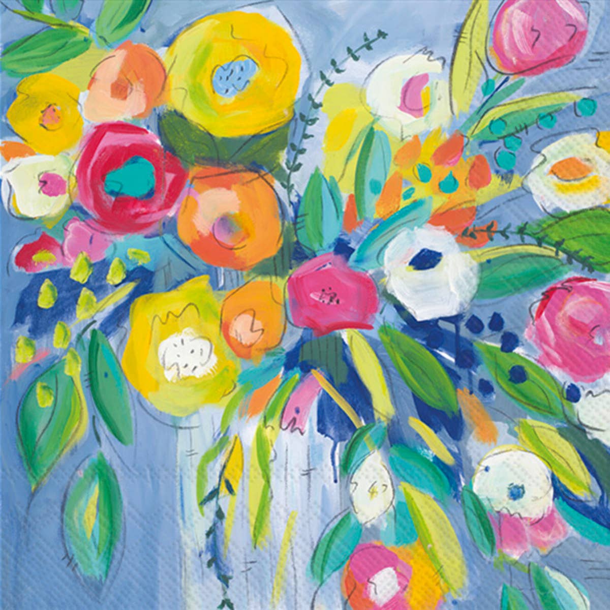 Paper Cocktail Napkins Cheerful Blossoms (20pk)
