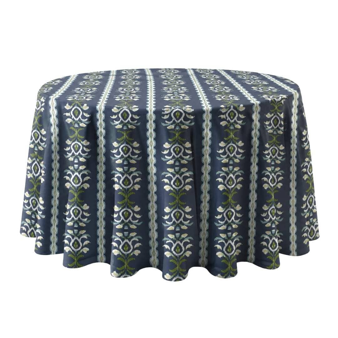 Rosemary Stripe Indigo Round Tablecloth: One Size
