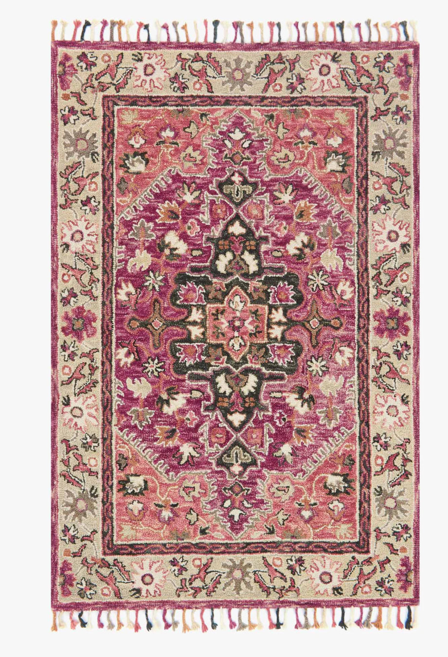 Zharah raspberry/taupe 5x7.6