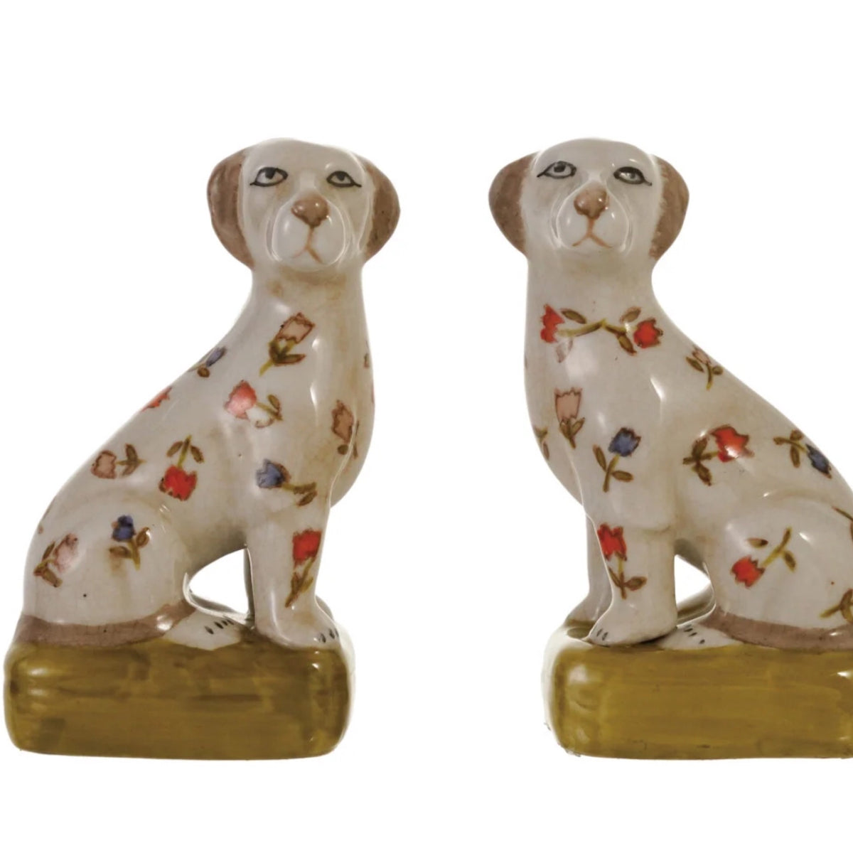 Small Dog Bookends w/ Flowers