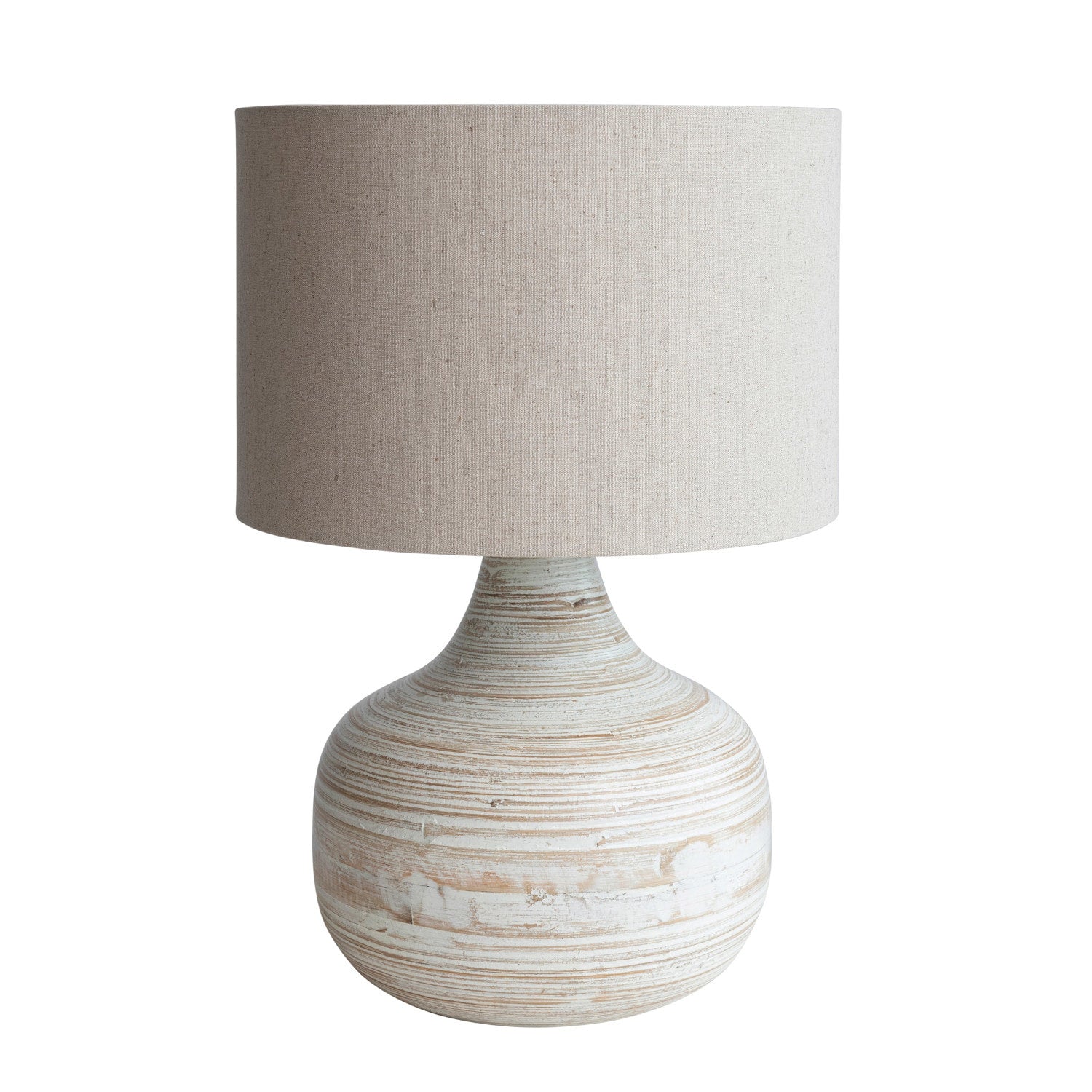 White Wash Bamboo Table Lamp