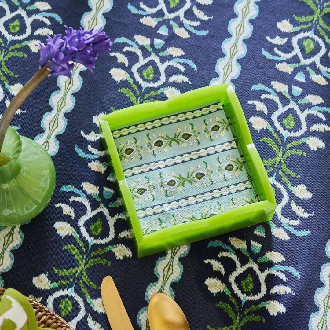 Rosemary Stripe Indigo Round Tablecloth: One Size