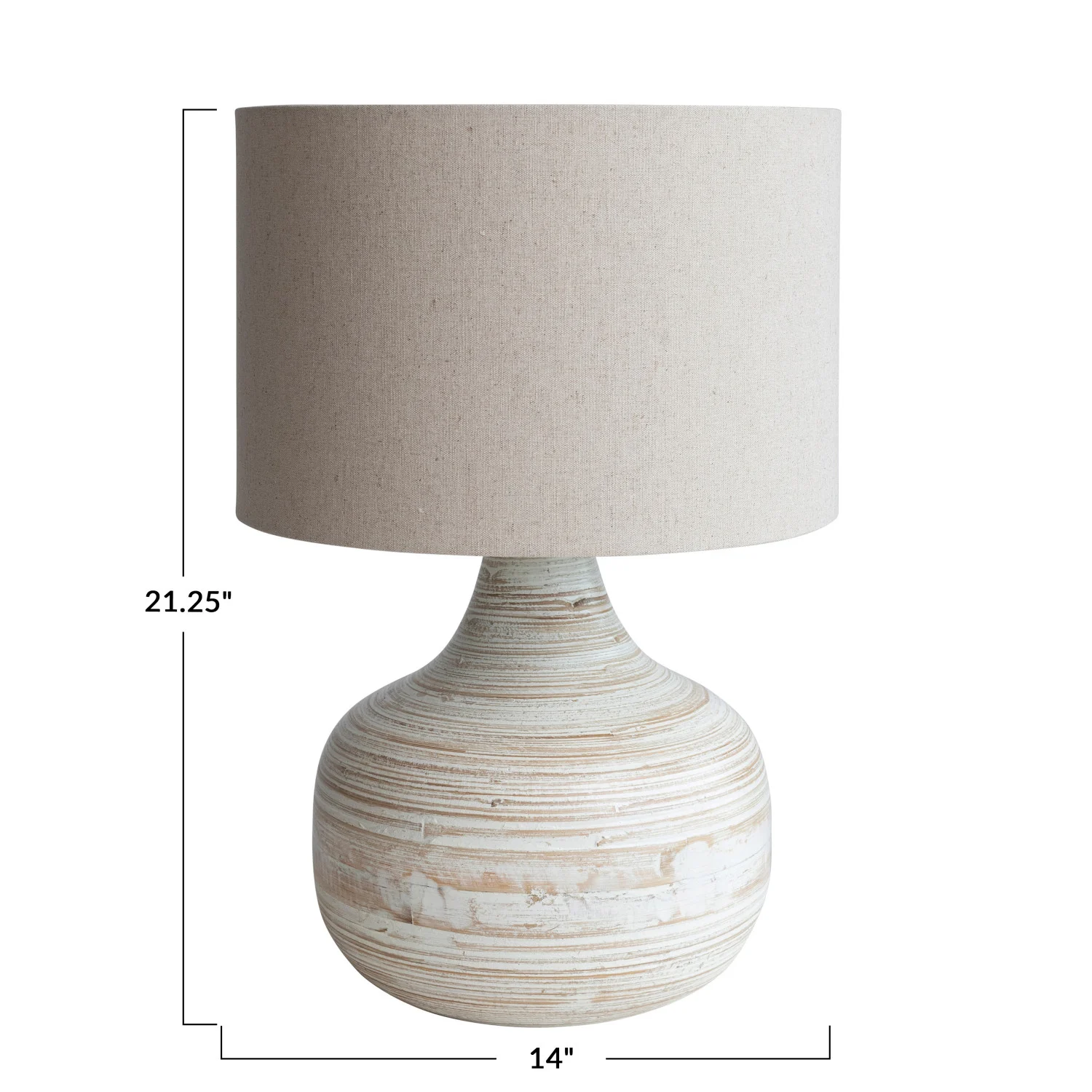 White Wash Bamboo Table Lamp