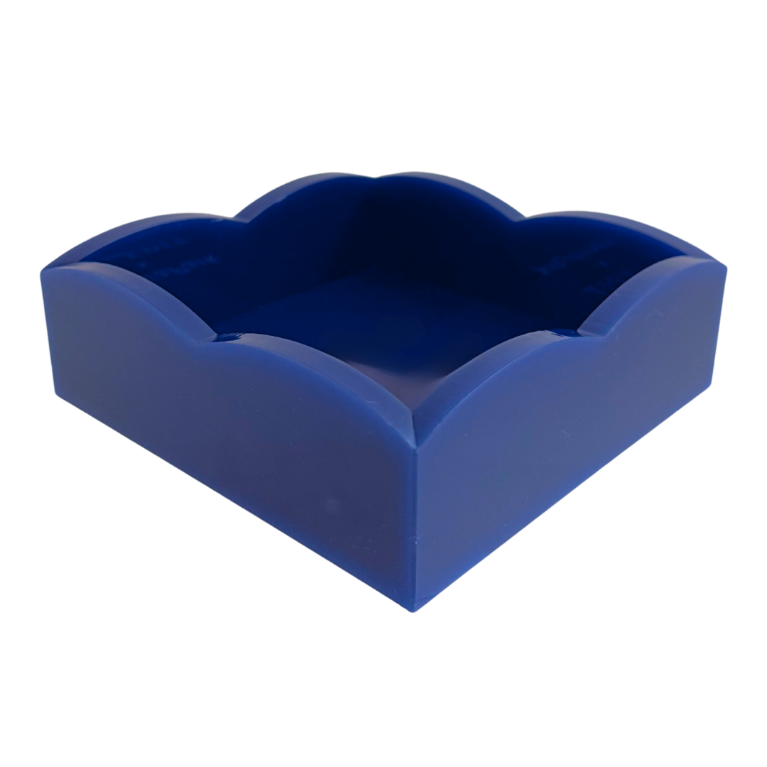 Navy Scalloped Cocktail Napkin Holder