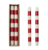 Red and Ivory Stripe Taper Candles