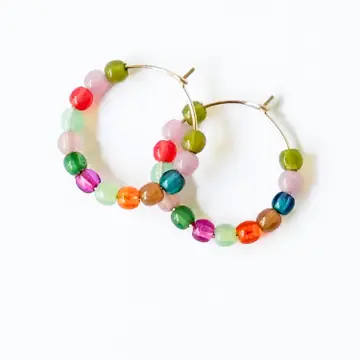 Lg Gold Filled Hoops with Beads