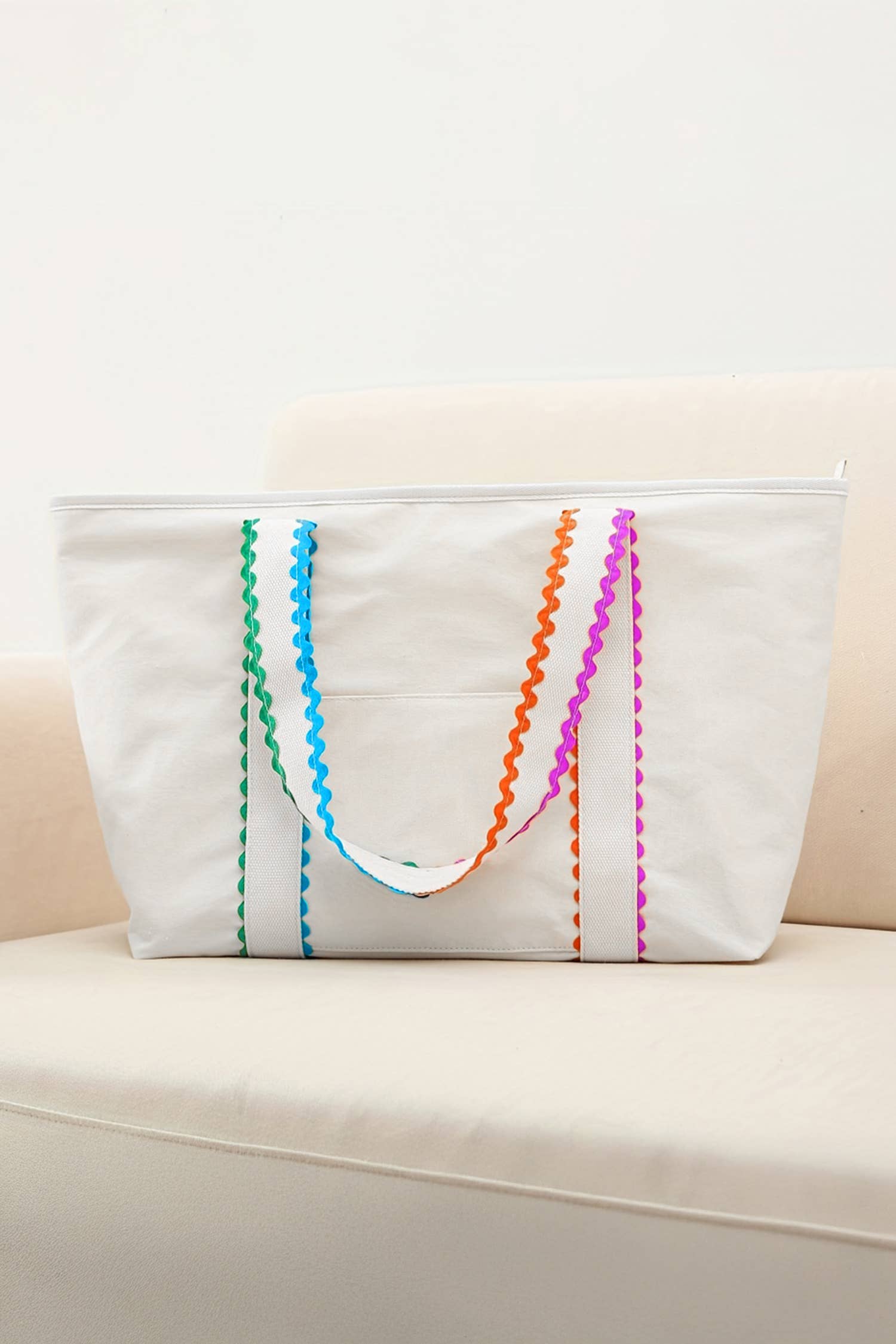 LDC Colorful Ricrac Detail Canvas Tote Bag