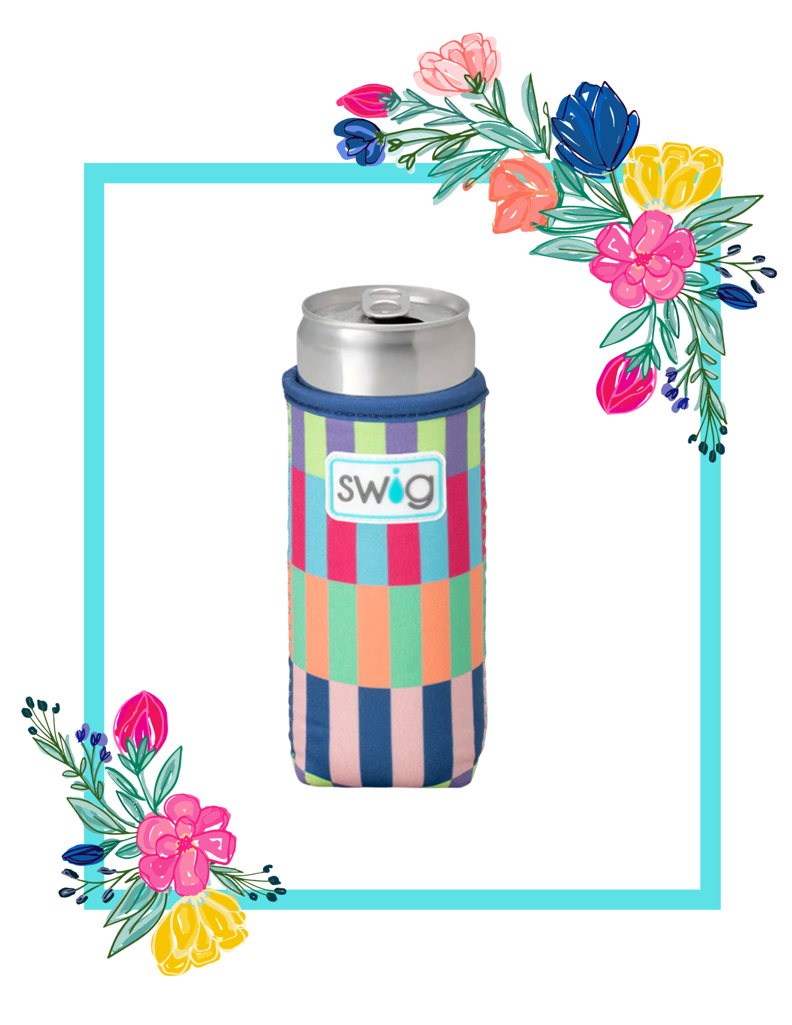 Swig Life Skinny Can Coolie - Brite Stripe