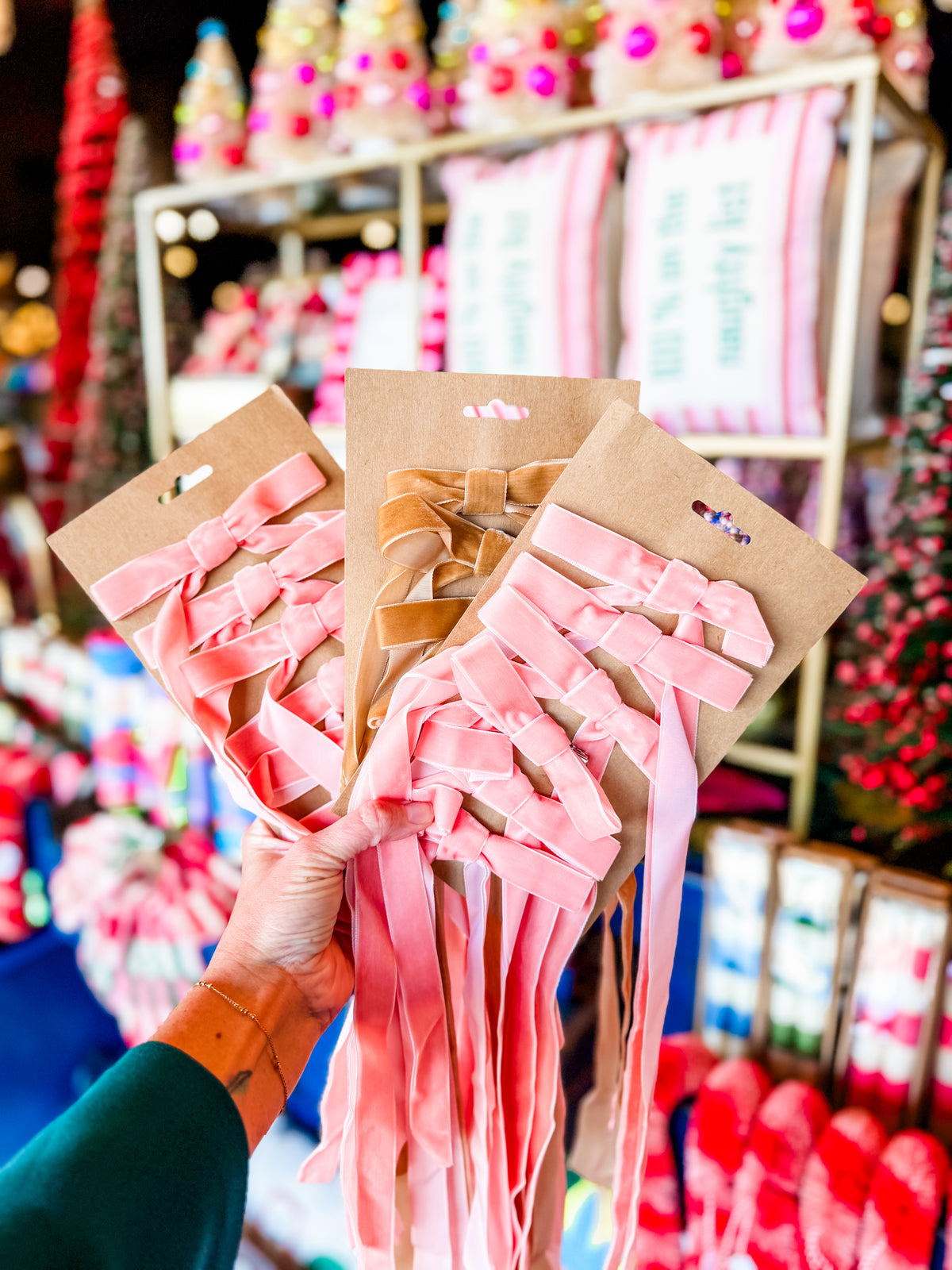 Velvet Clip On Bows (Set Of 6)