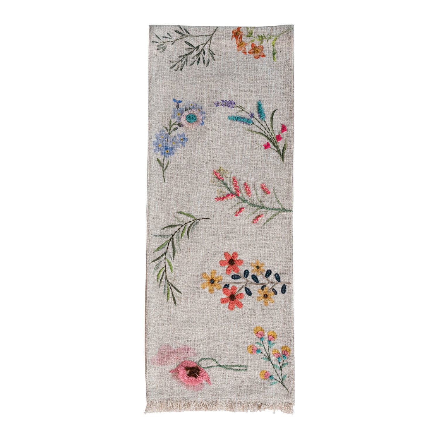 Cotton Slub Table Runner W Flowers