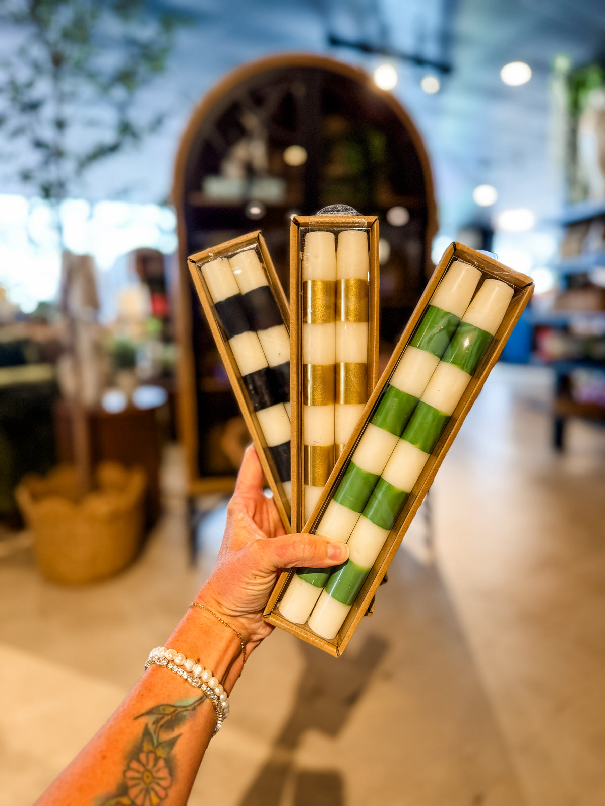 Green Striped Tapers