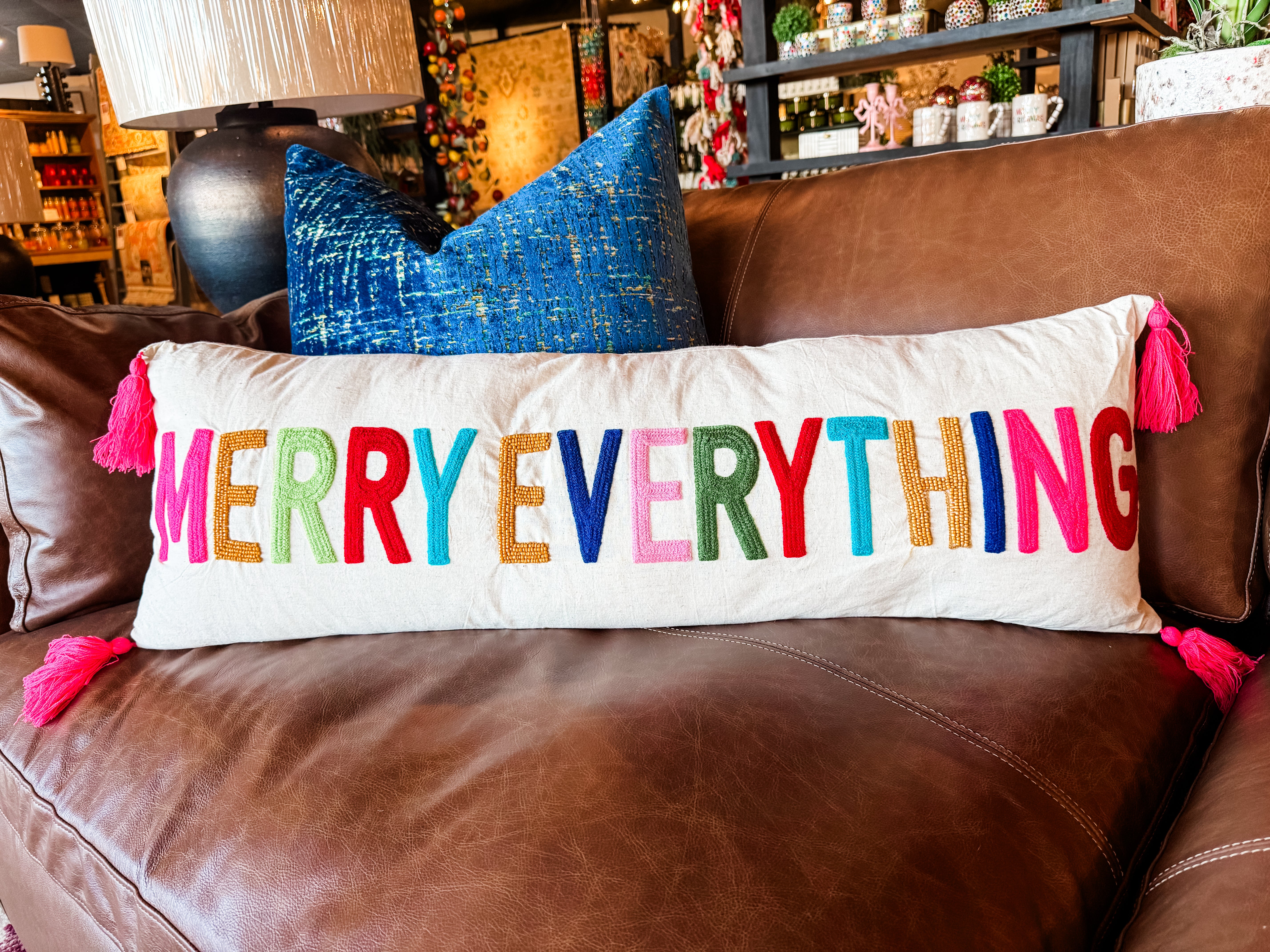 Merry Everything Lumbar Pillow W Tassels