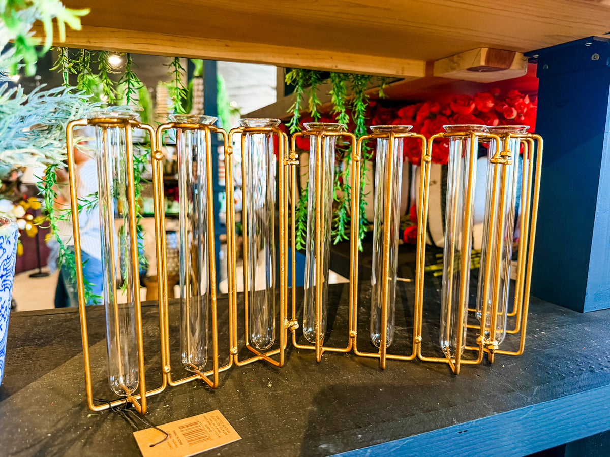 Metal Glass Test Tube Vase