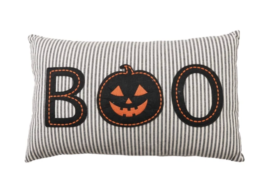 Striped BOO Lumbar Pillow