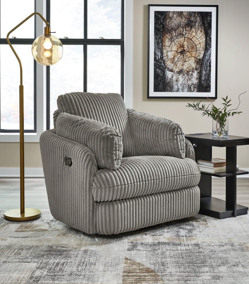 Ash-Tie Breaker Swivel Glider Recliner-Fog
