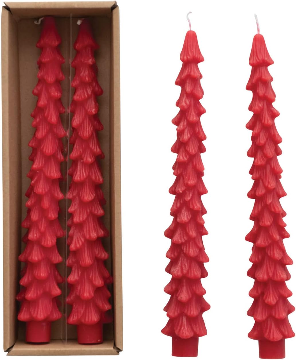 Red Tree Taper Candle Set