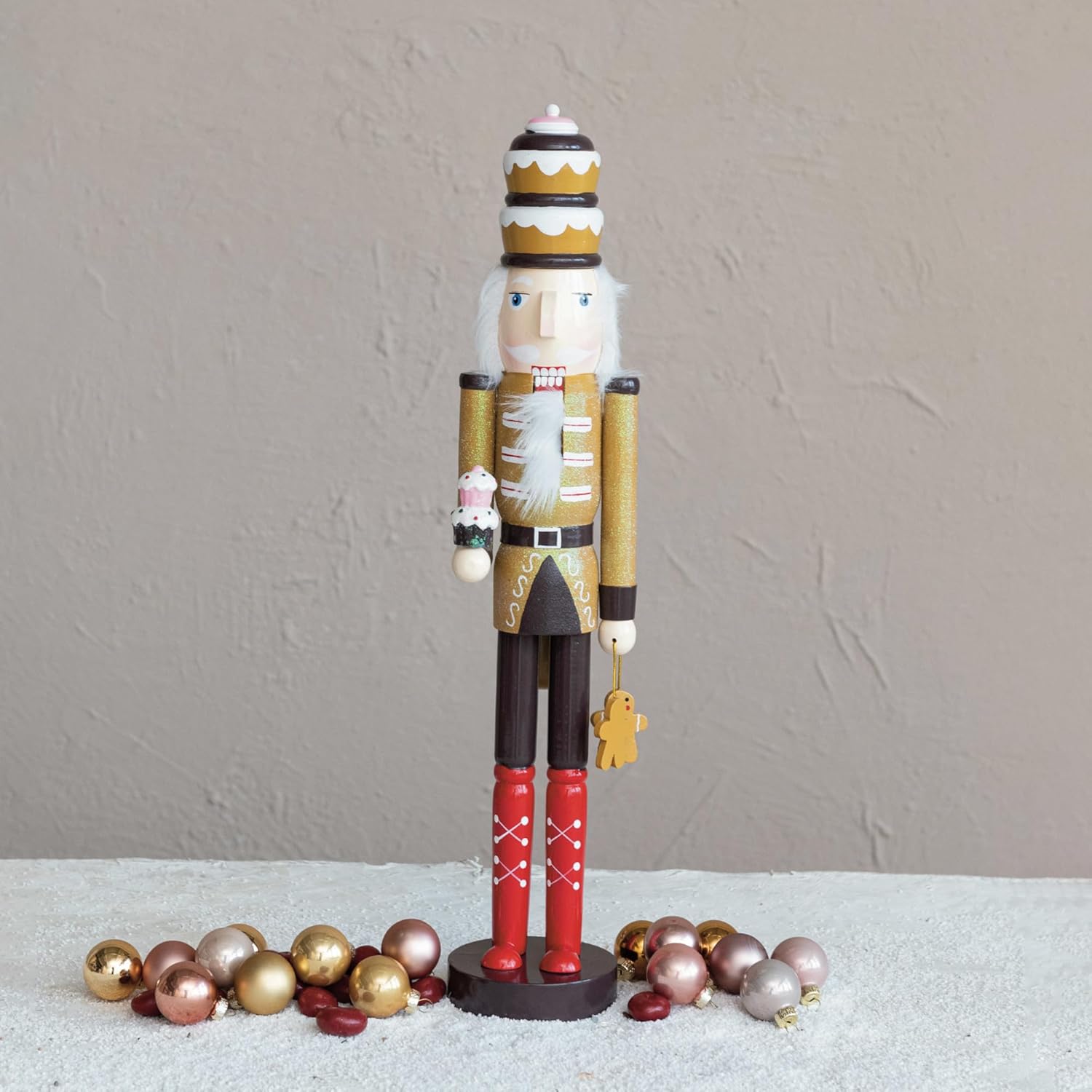 Wood Nutcracker W Cake & Gingerbread