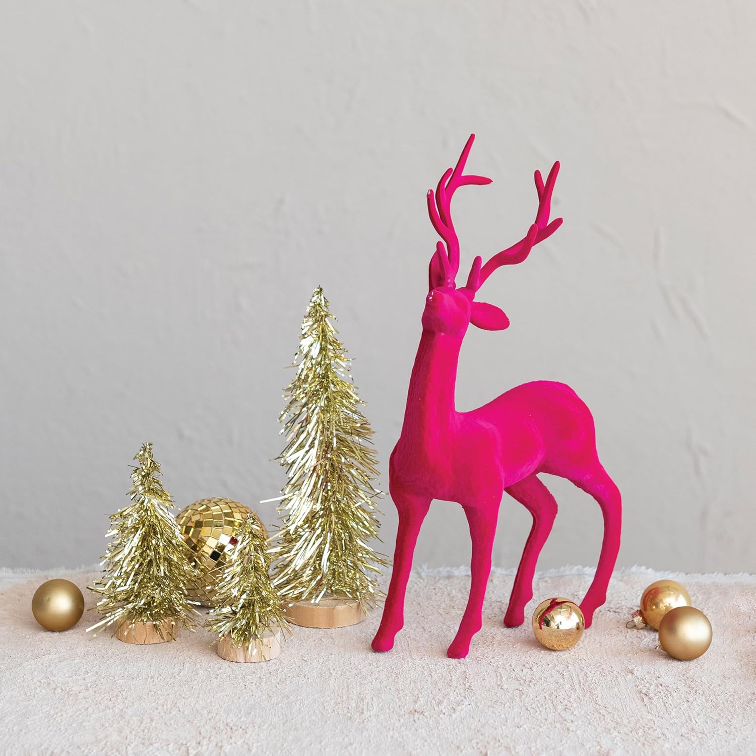 Flocked Plastic Standing Reindeer Decor