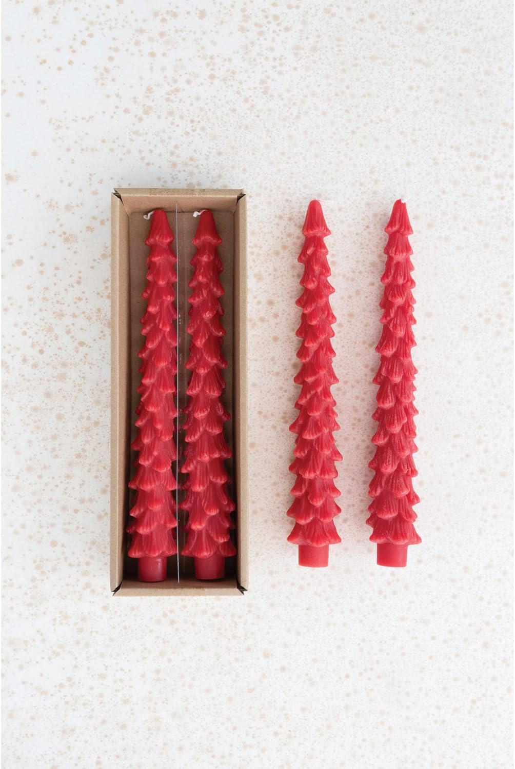 Red Tree Taper Candle Set