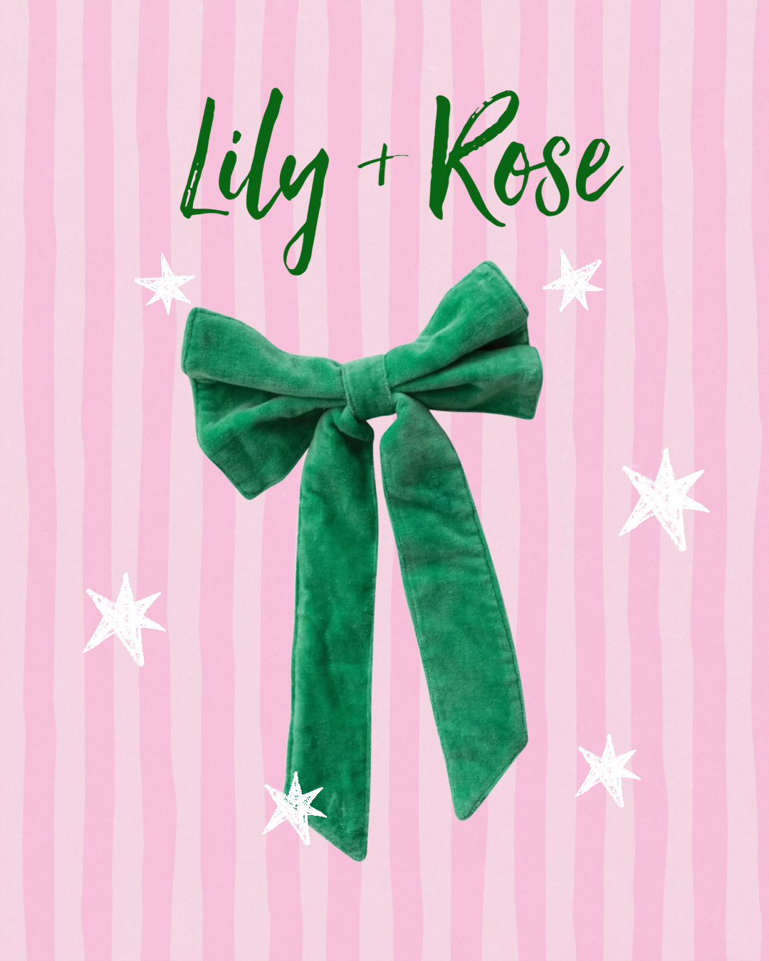 Kelly Green Velvet Cotton Bow w/ Clip
