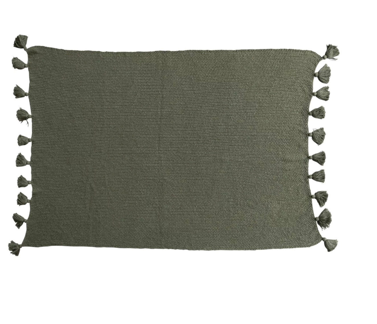 Green Cotton Knit Throw