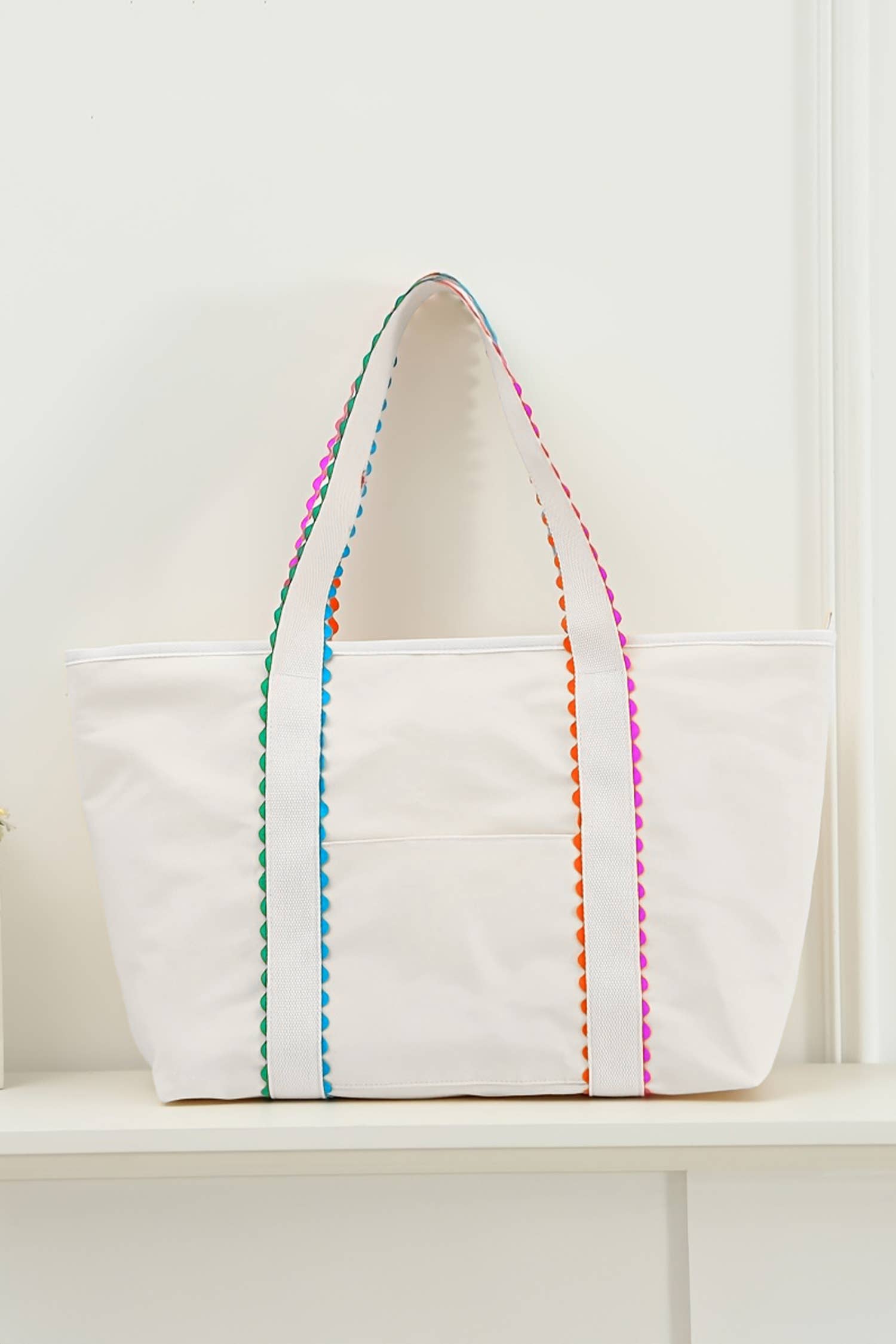 LDC Colorful Ricrac Detail Canvas Tote Bag