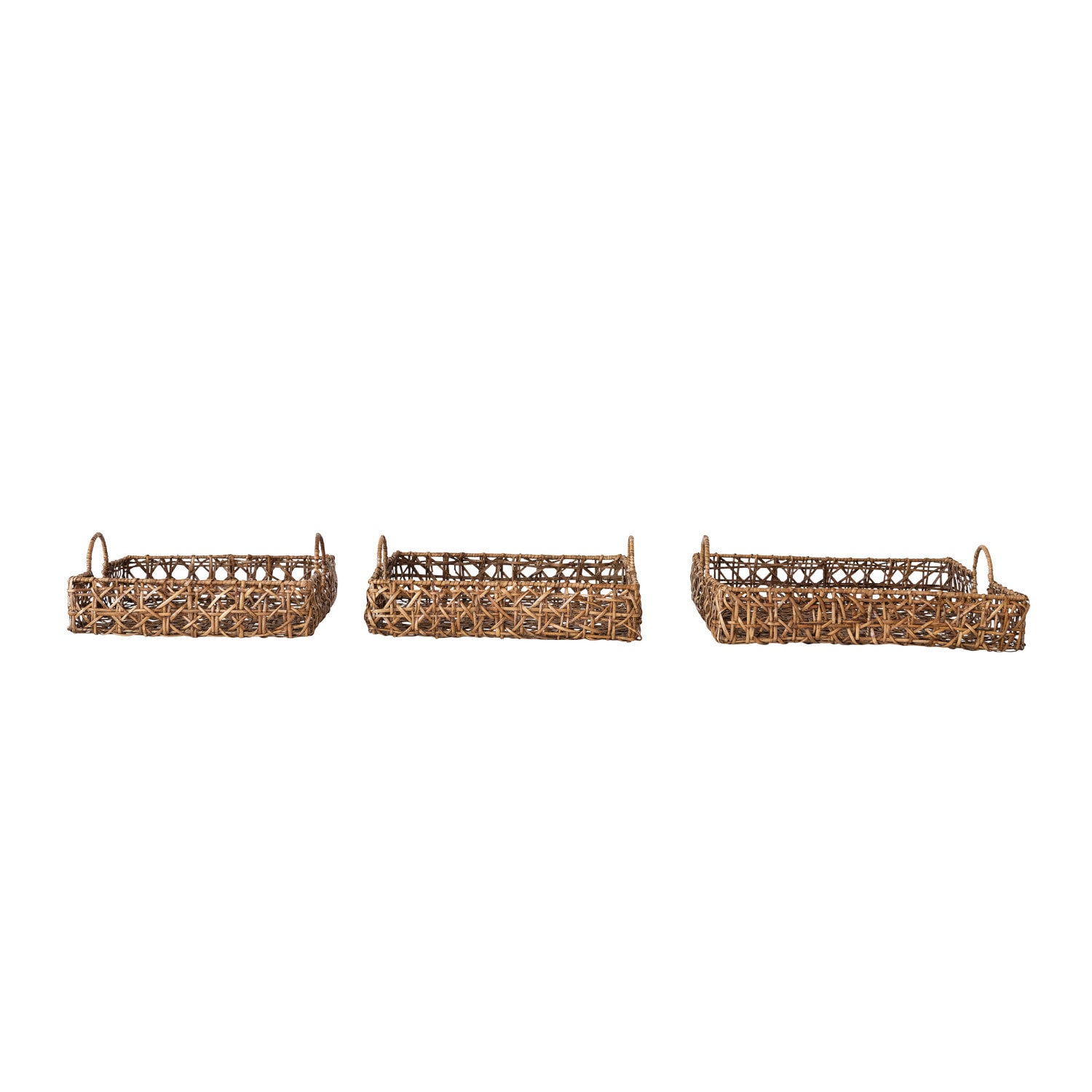 Small Square Hand Woven Rattan Tray
