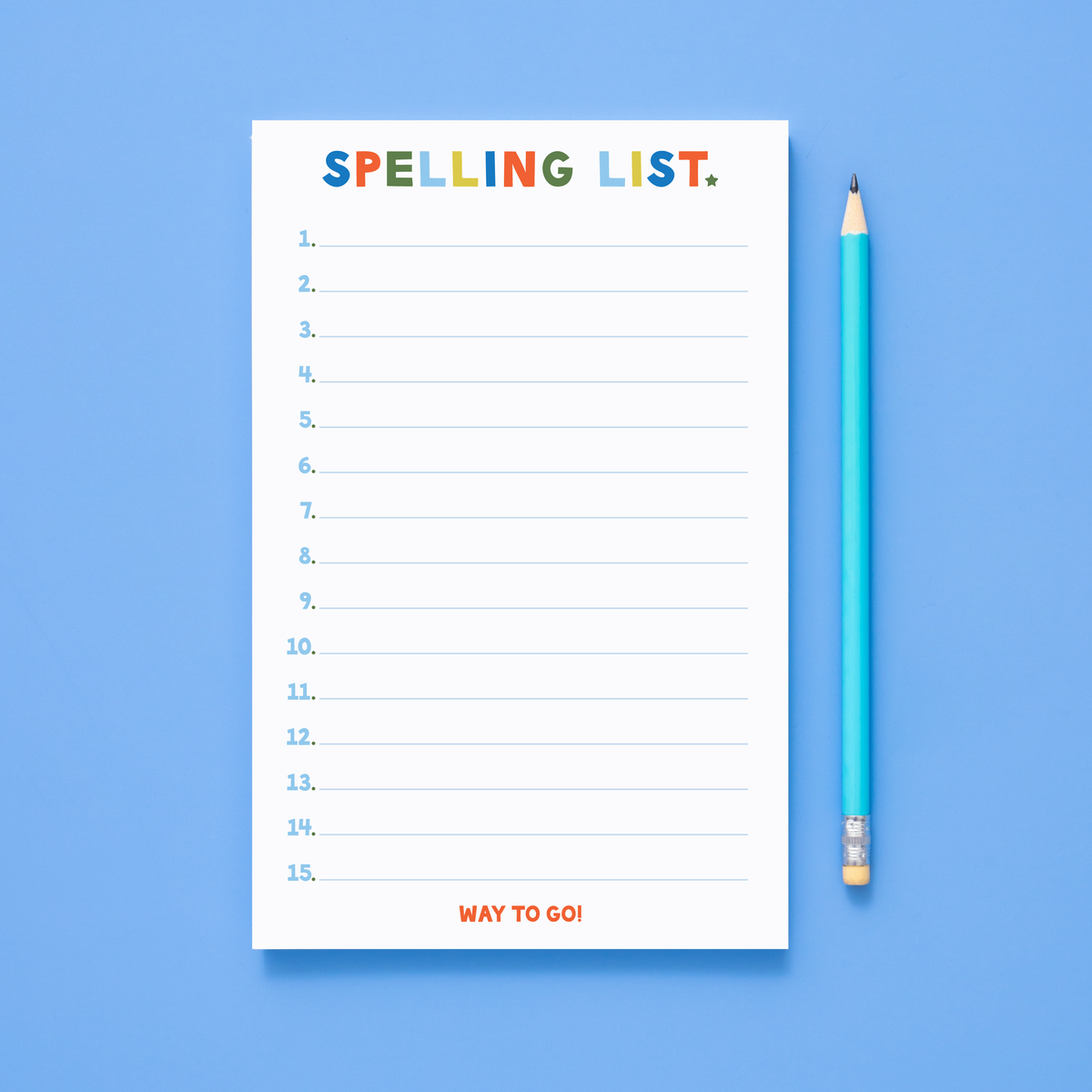 Spelling List Notepad: Pinks